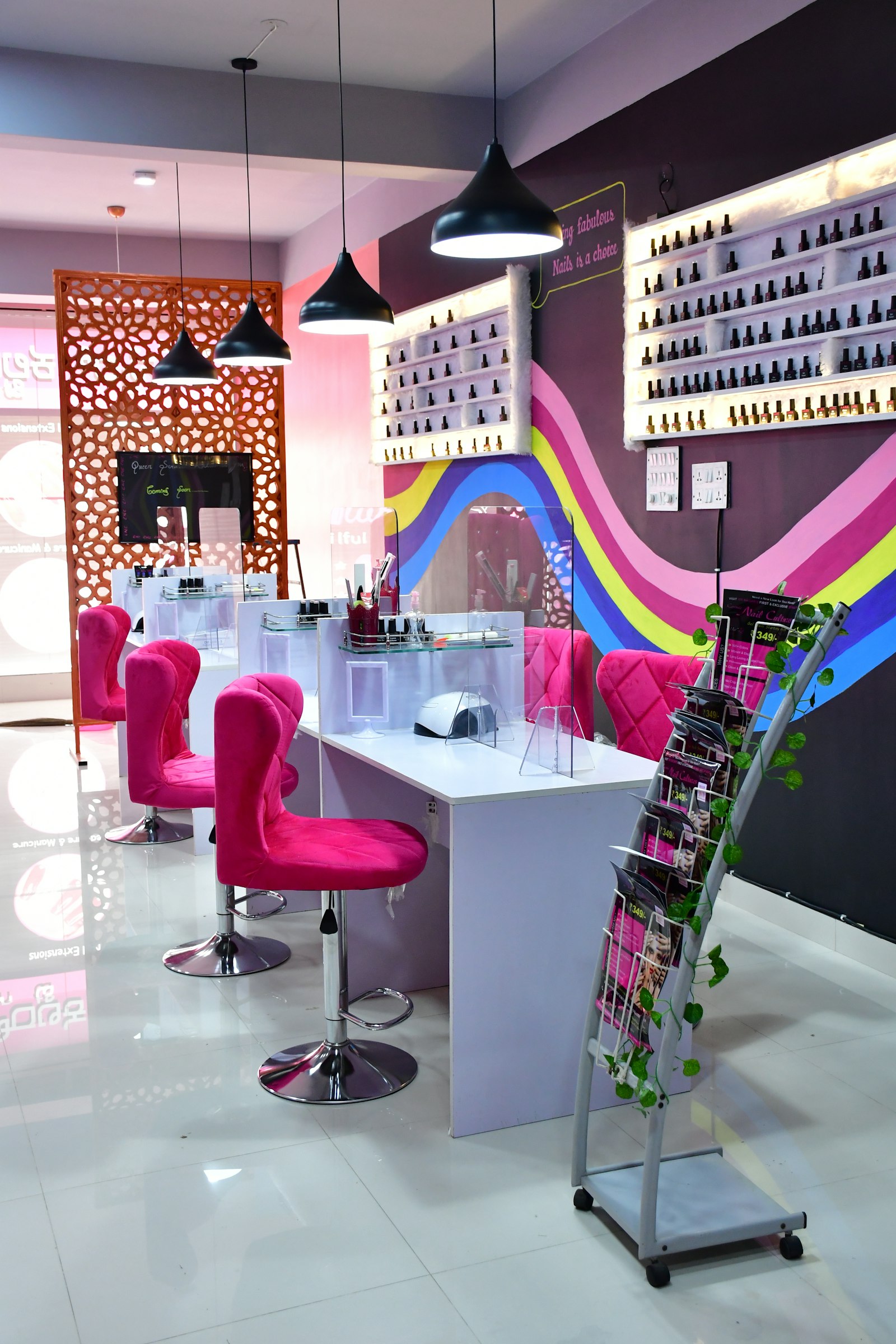 Soft pink salon interior
